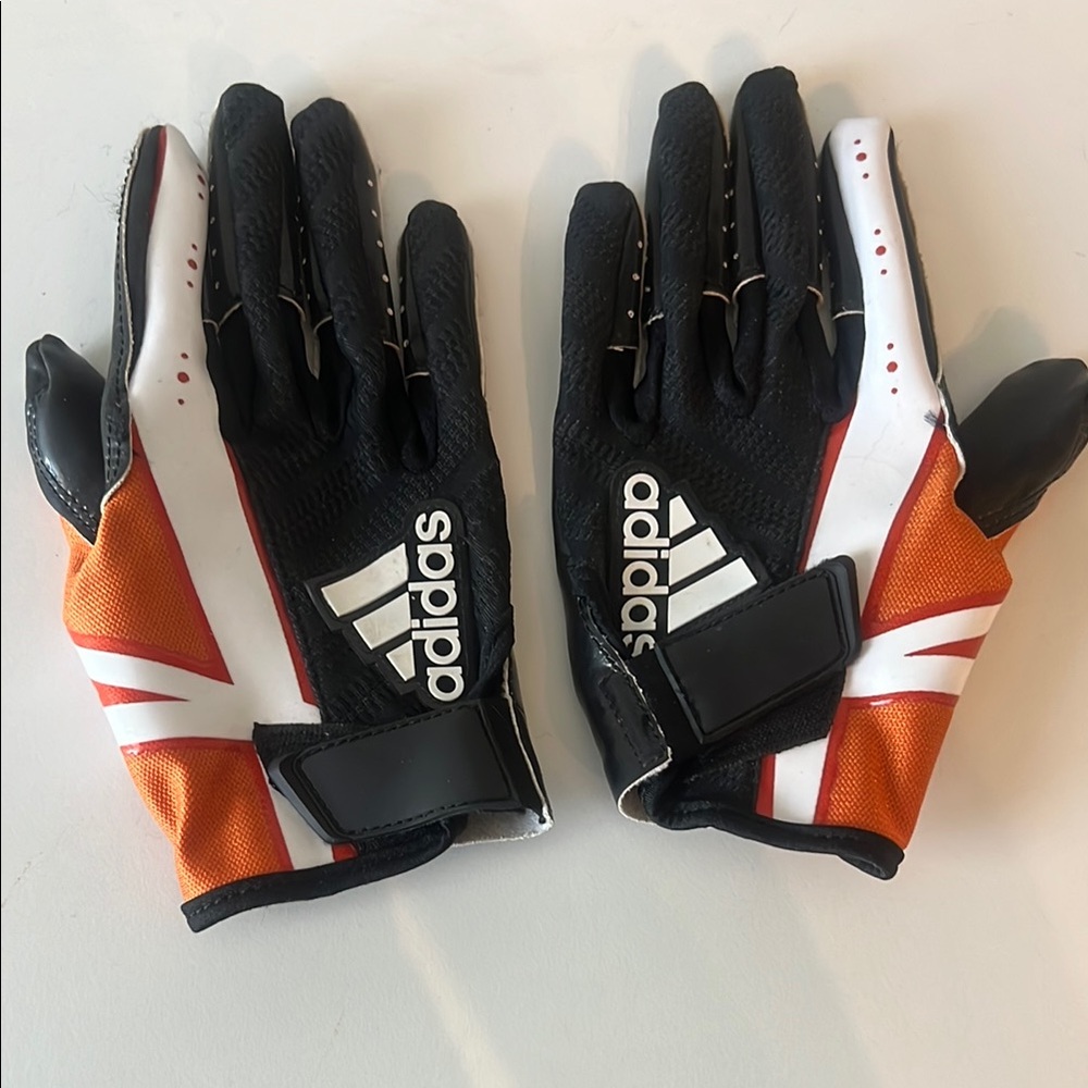 Adidas Black and Orange Athletic Gloves NFL